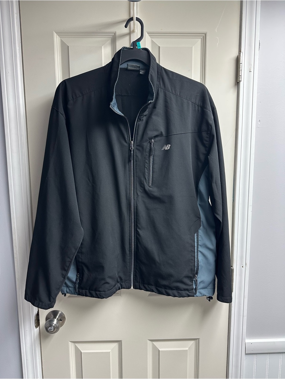 New Balance Black Jacket with Slate Blue Side Panels